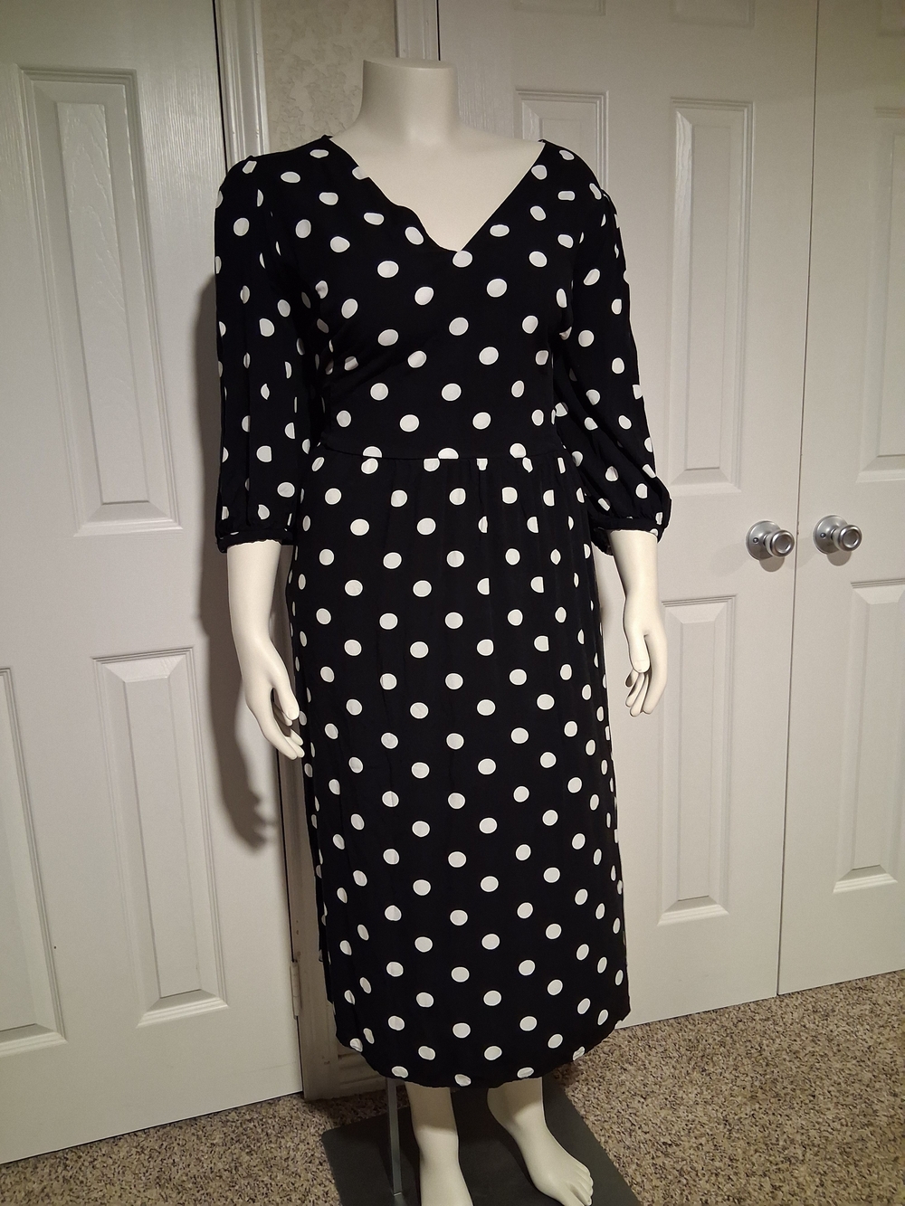 Ava & Viv Black and White Polka Dot Midi Dress